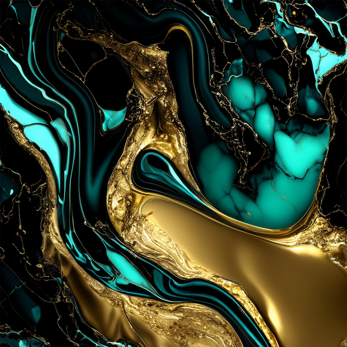 Midnight Teal Alcohol Ink Realism