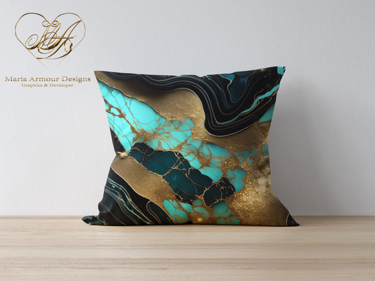 Midnight Teal Alcohol Ink Realism