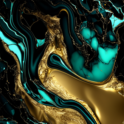 Midnight Teal Alcohol Ink Realism