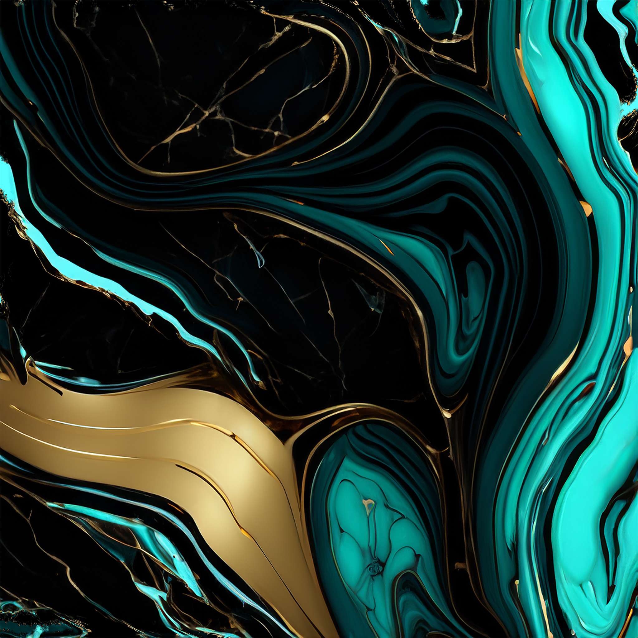 Midnight Teal Alcohol Ink Realism