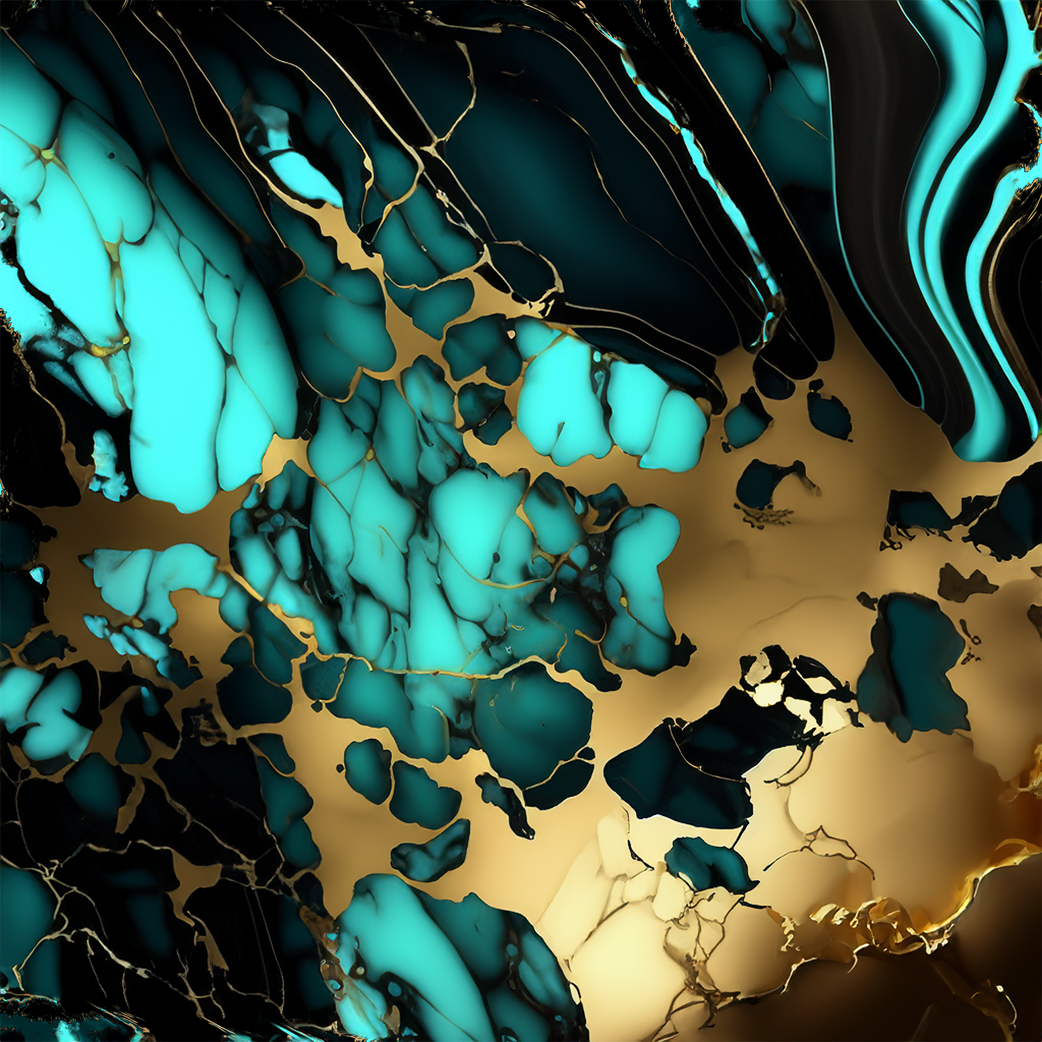 Midnight Teal Alcohol Ink Realism