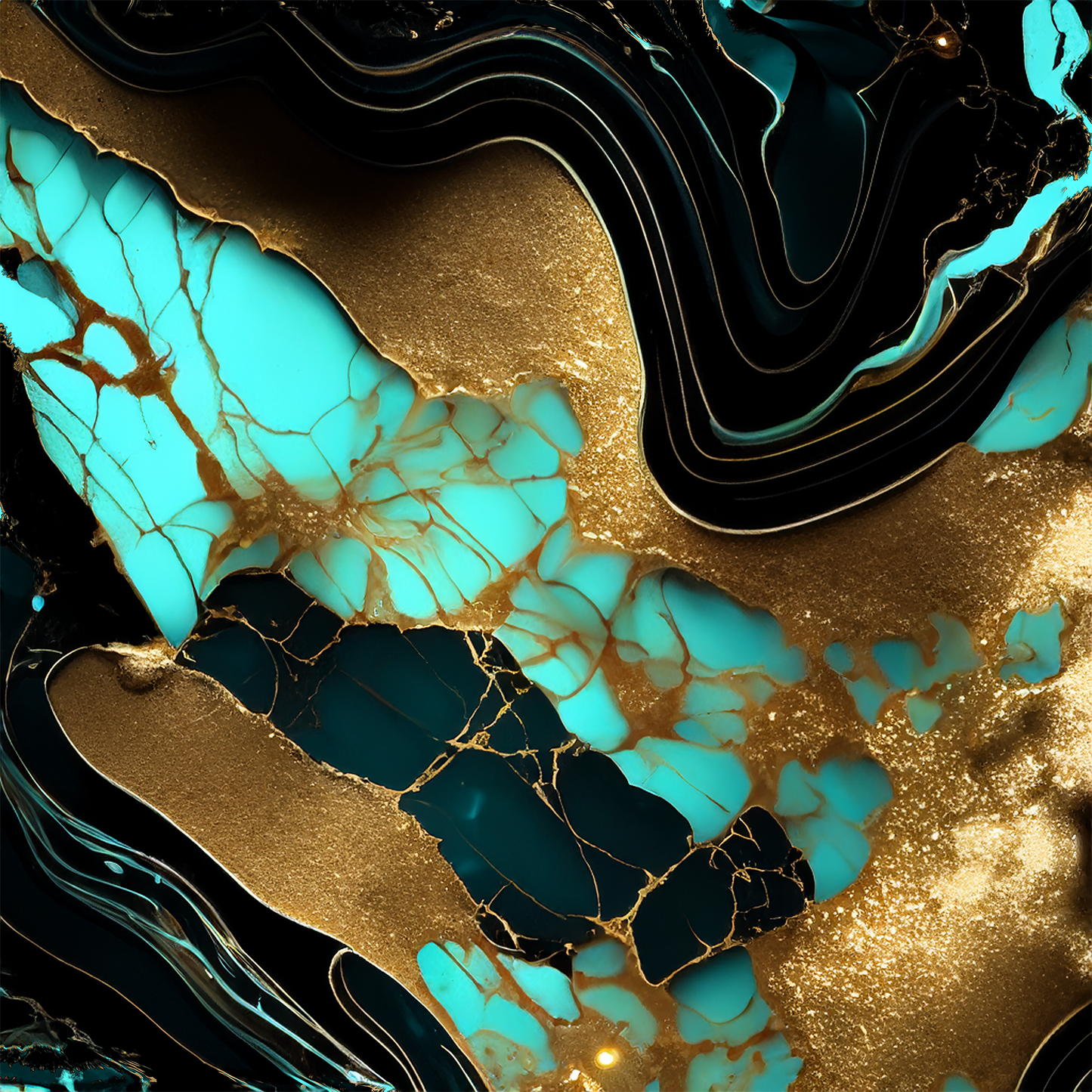 Midnight Teal Alcohol Ink Realism