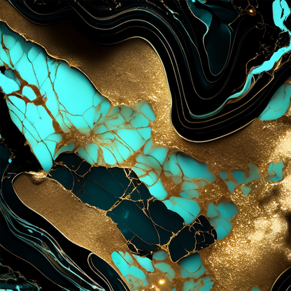 Midnight Teal Alcohol Ink Realism