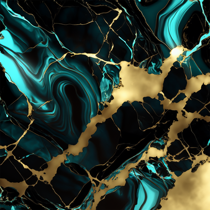 Midnight Teal Alcohol Ink Realism