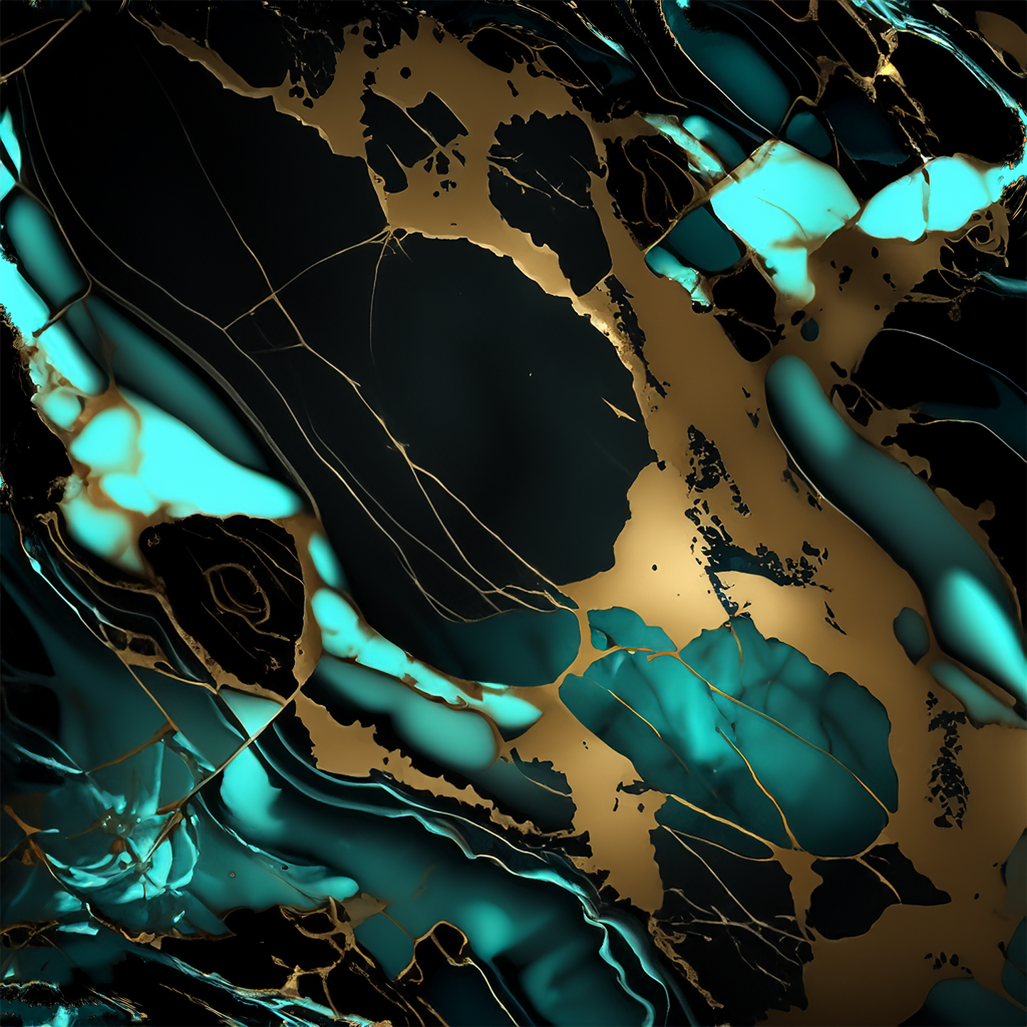 Midnight Teal Alcohol Ink Realism
