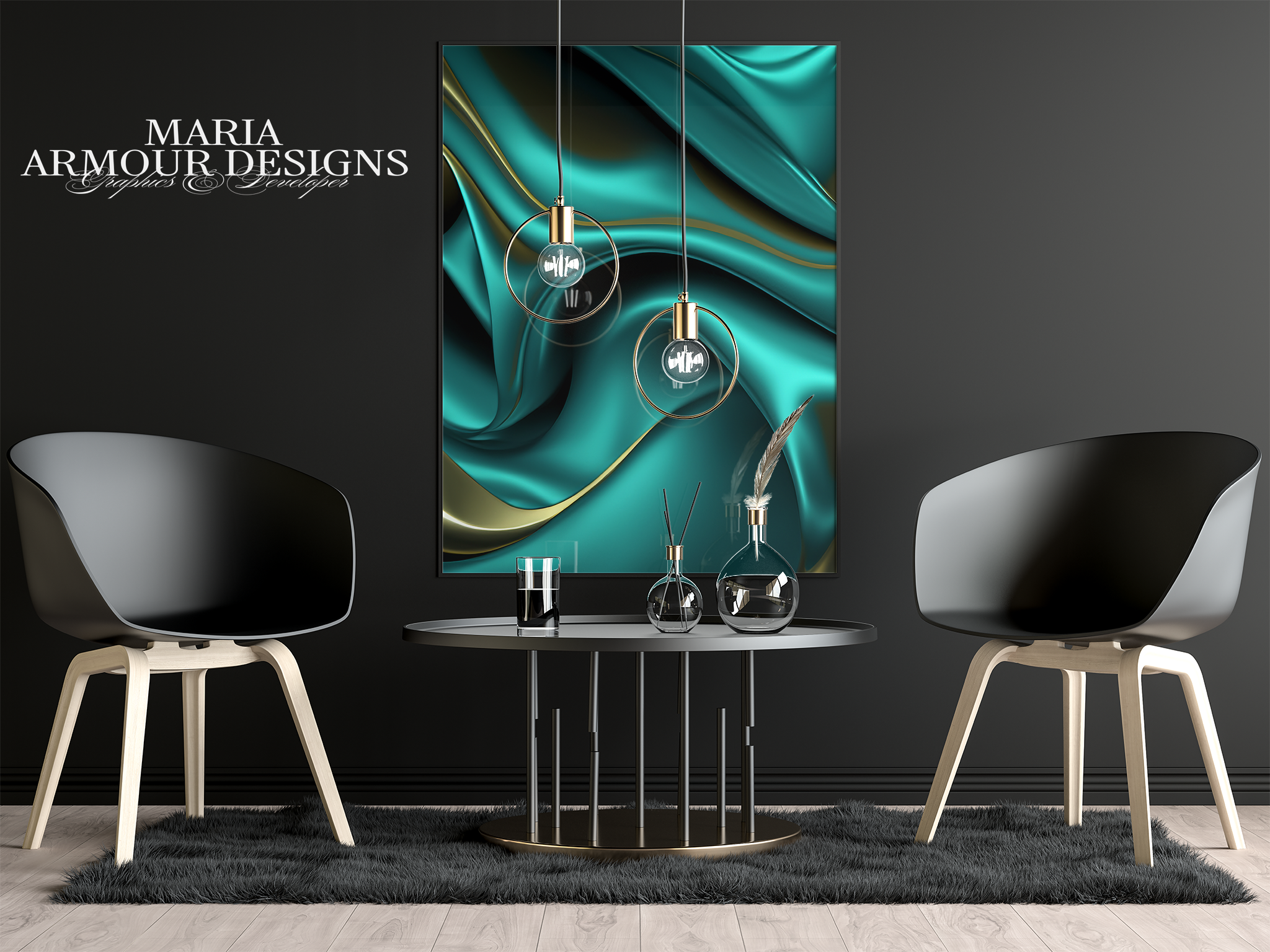 Midnight Teal Satin Realism