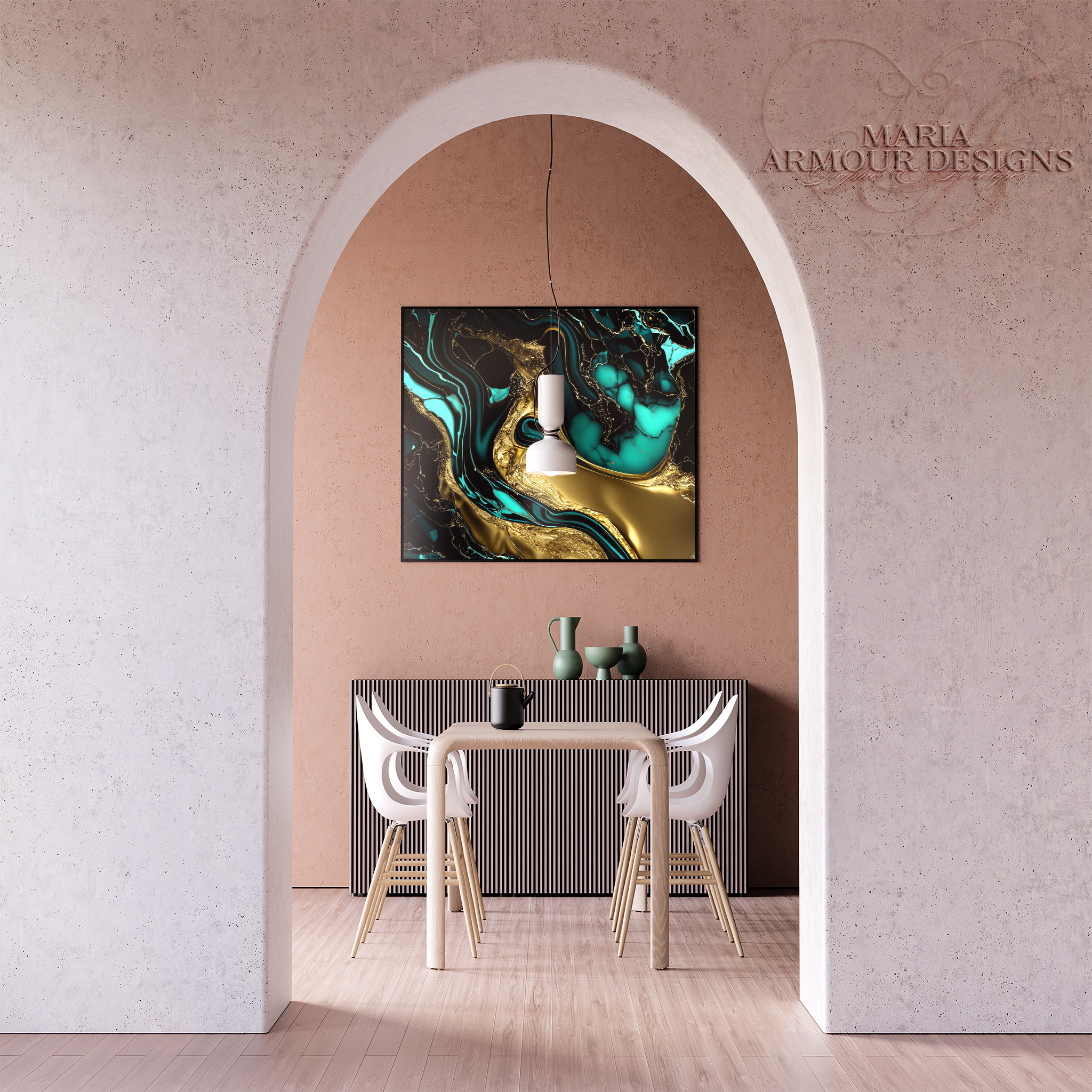 Midnight Teal Alcohol Ink Realism